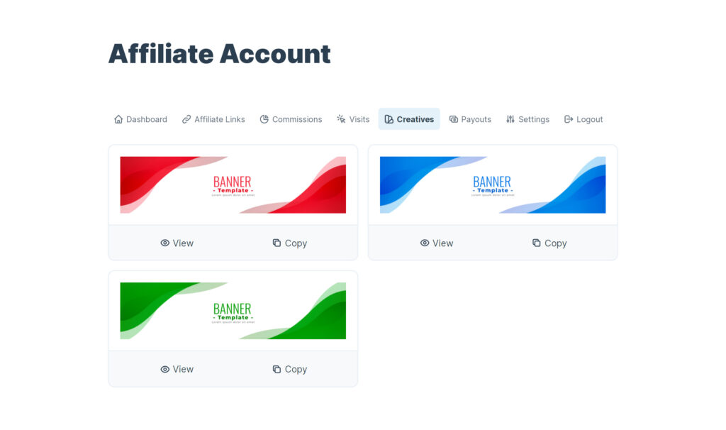 slicewp affiliate account creatives