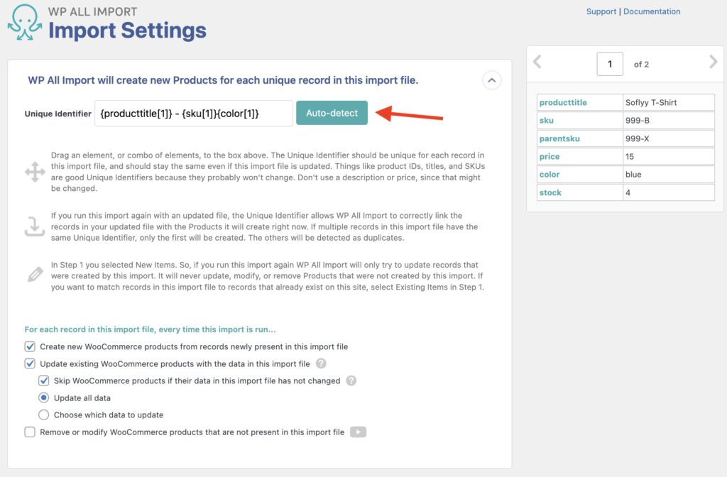 Bulk Edit Simple Products in Variable Products Import Settings