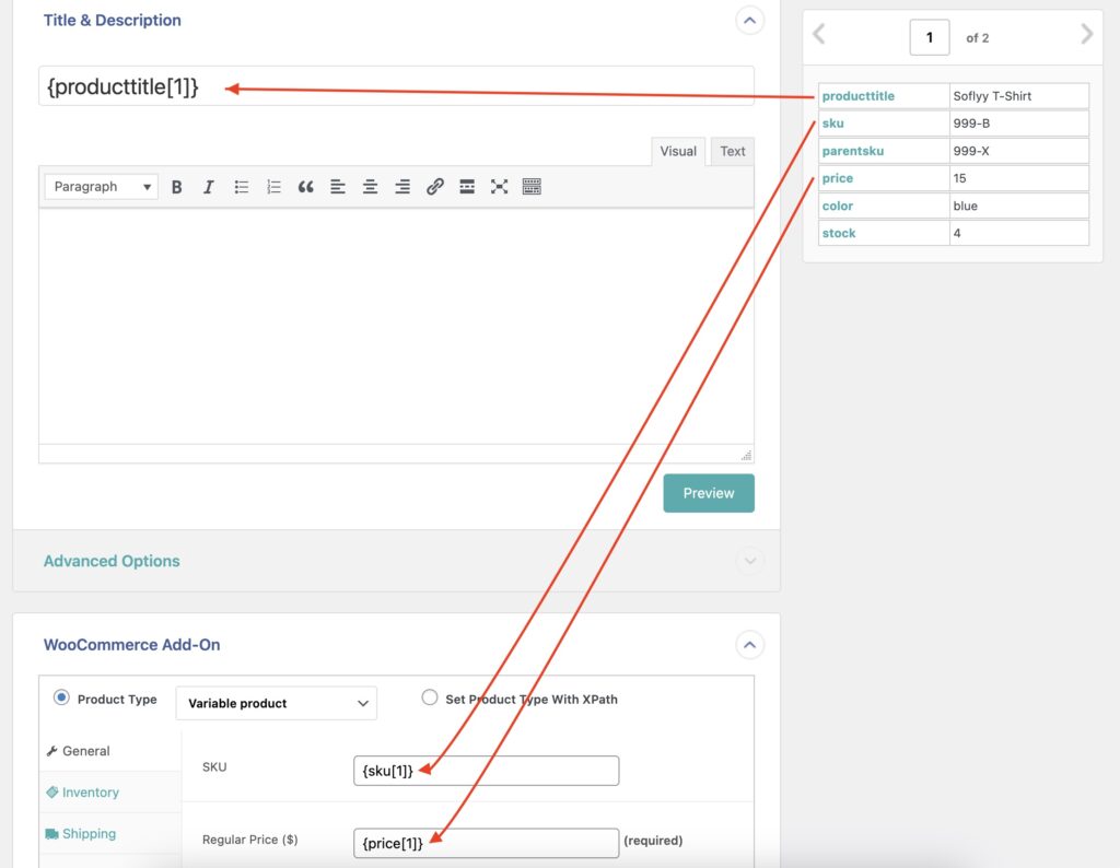 Bulk Edit Simple Products in Variable Products Map Title Price and SKU