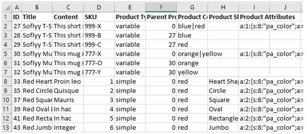 Bulk Edit Variations in WooCommerce Spreadsheet Data