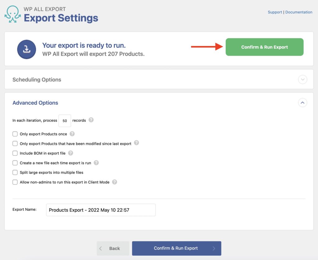Bulk Edit WooCommerce Products Export Settings