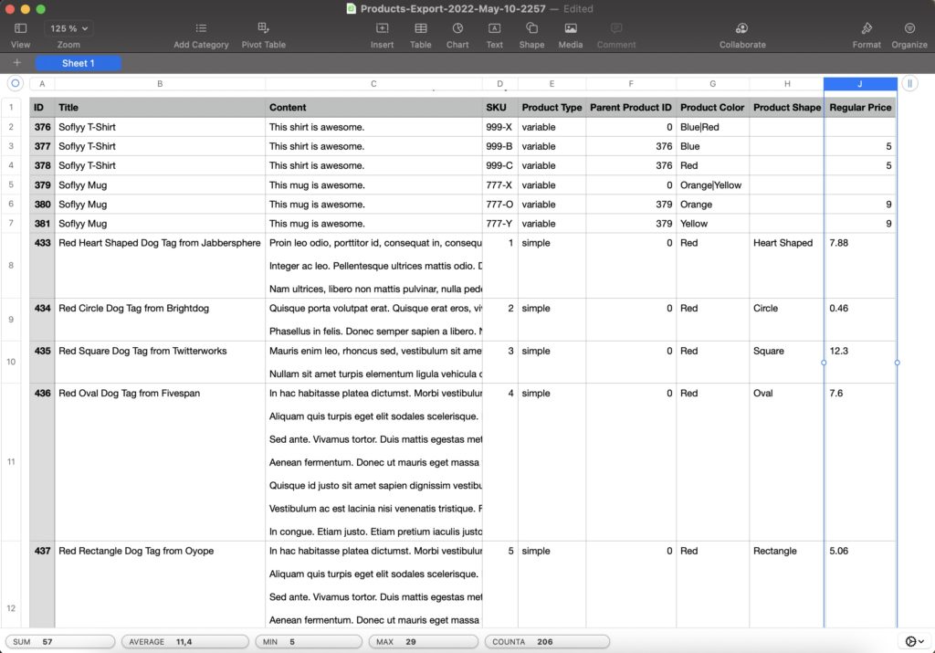 Bulk Edit WooCommerce Products Numbers Example