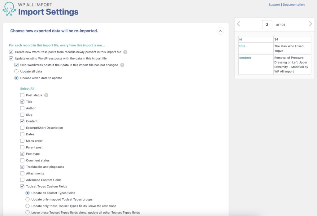 Bulk Edit WordPress Posts Import Settings