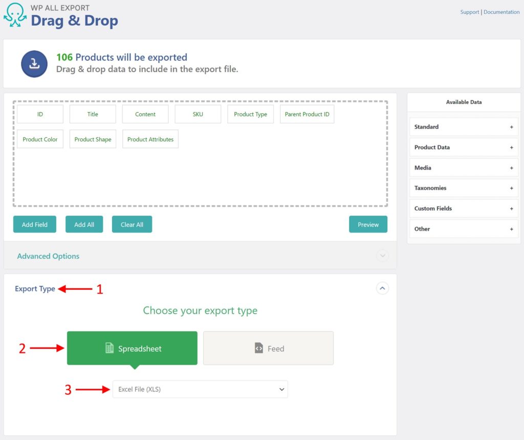 Change Export Type to Excel