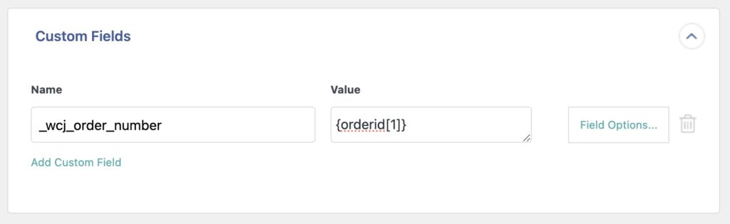 Custom Field Order ID _wcj_order_number