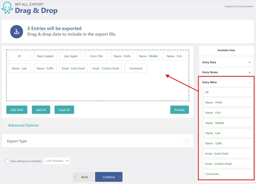 Export Gravity Forms Entries Entry Meta