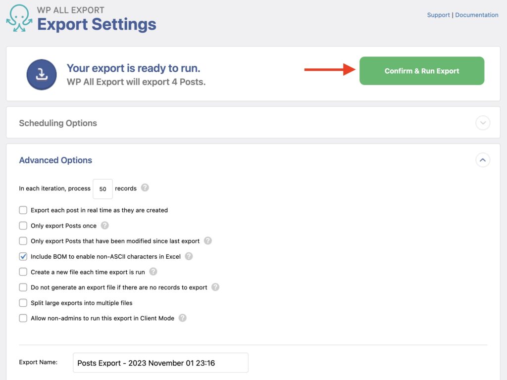 Export JetEngine Fields Export Settings