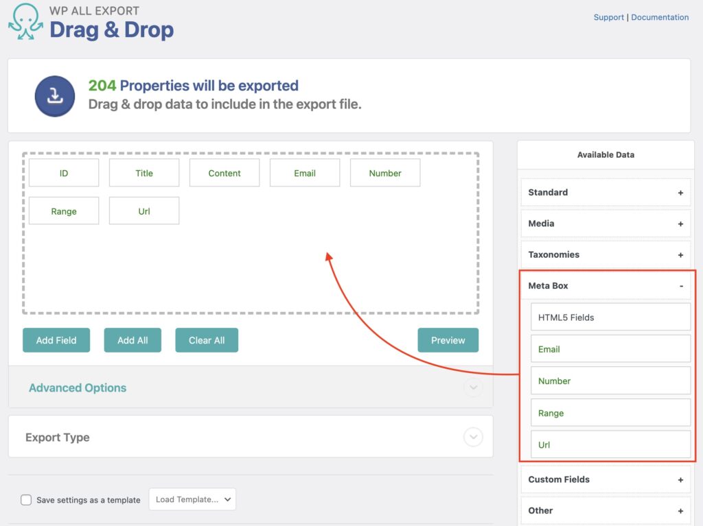 Export Meta Box HTML5 Fields Example