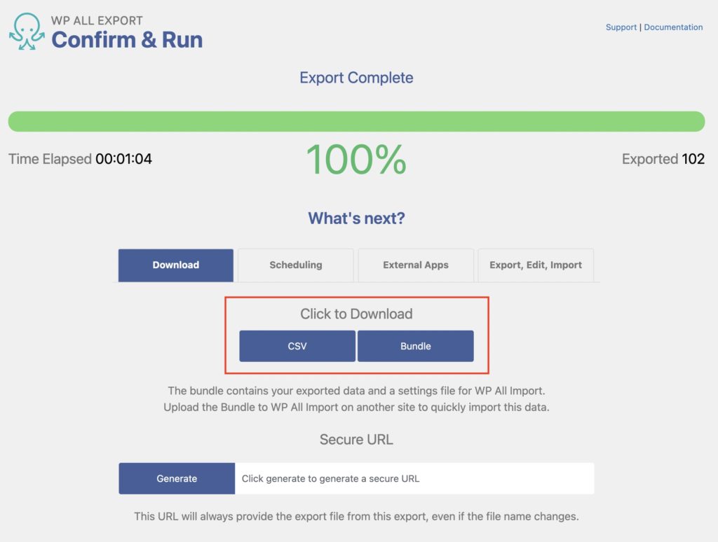 Export WordPress Posts with Images Export Complete