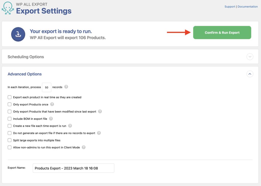 Export WooCommerce Products With Images Export Settings