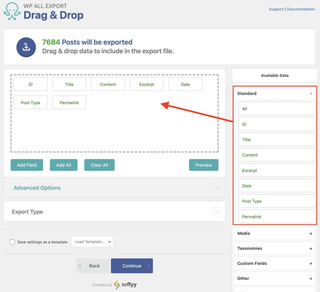 Export Standard WordPress Post Data