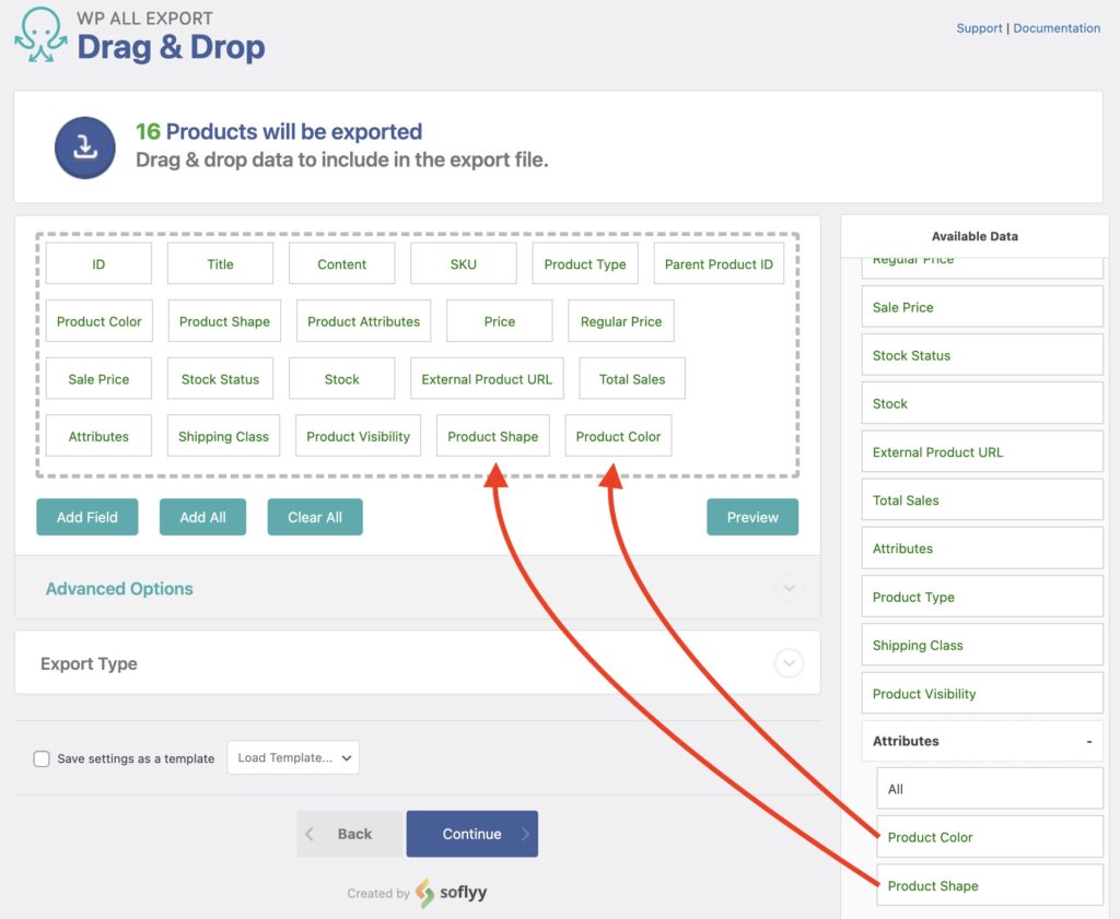 Export Variable Products Customize Export Fields Example