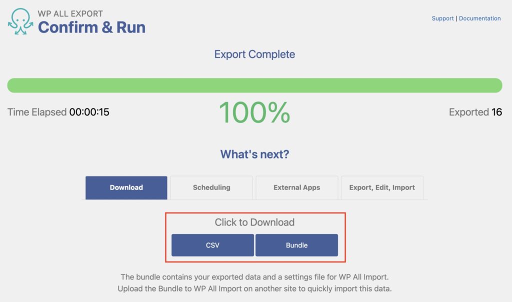 Export Variable Products Export Complete