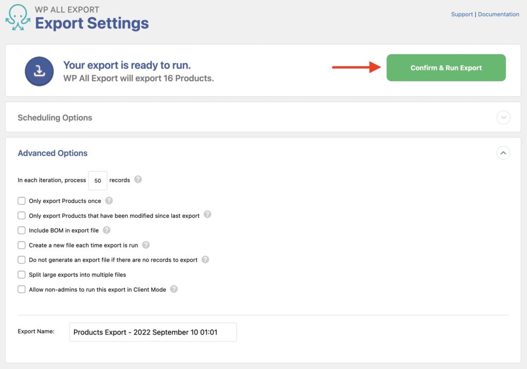 Export Variable Products Settings