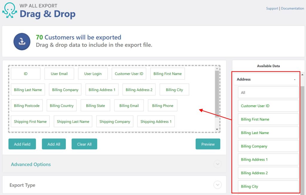 Export WooCommerce Customers Address Fields