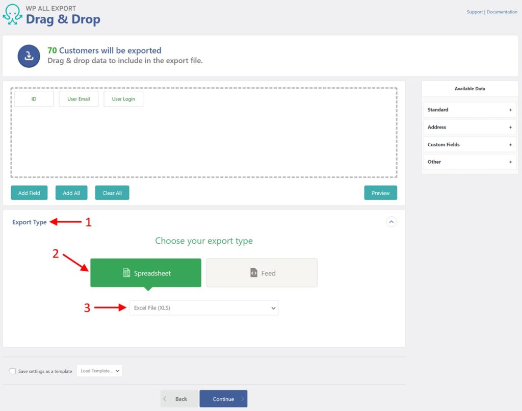 Export Customers to Excel