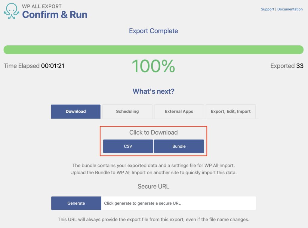 Export WooCommerce Data Export Complete