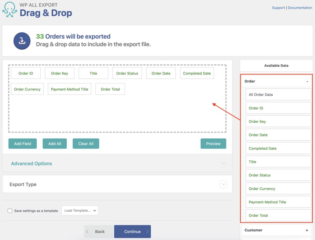 Export WooCommerce Data Order Section