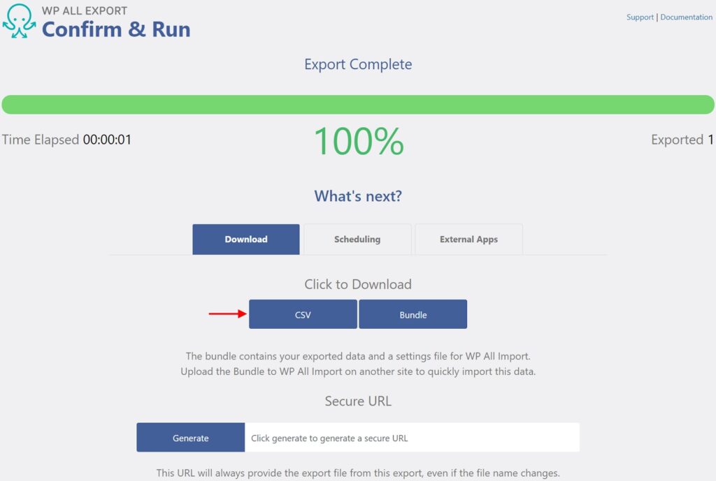 Export WooCommerce Product Tags Confirm and Run