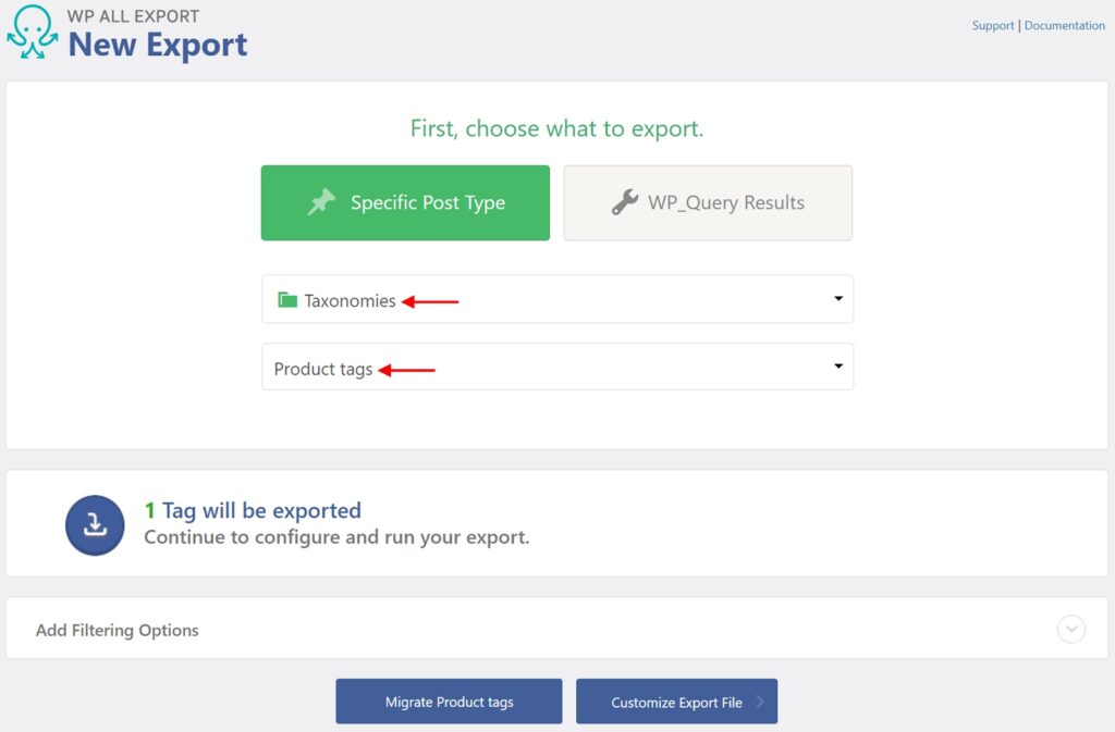 Export WooCommerce Product Tags New Export