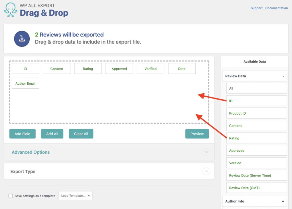 Export WooCommerce Reviews Customize your Export