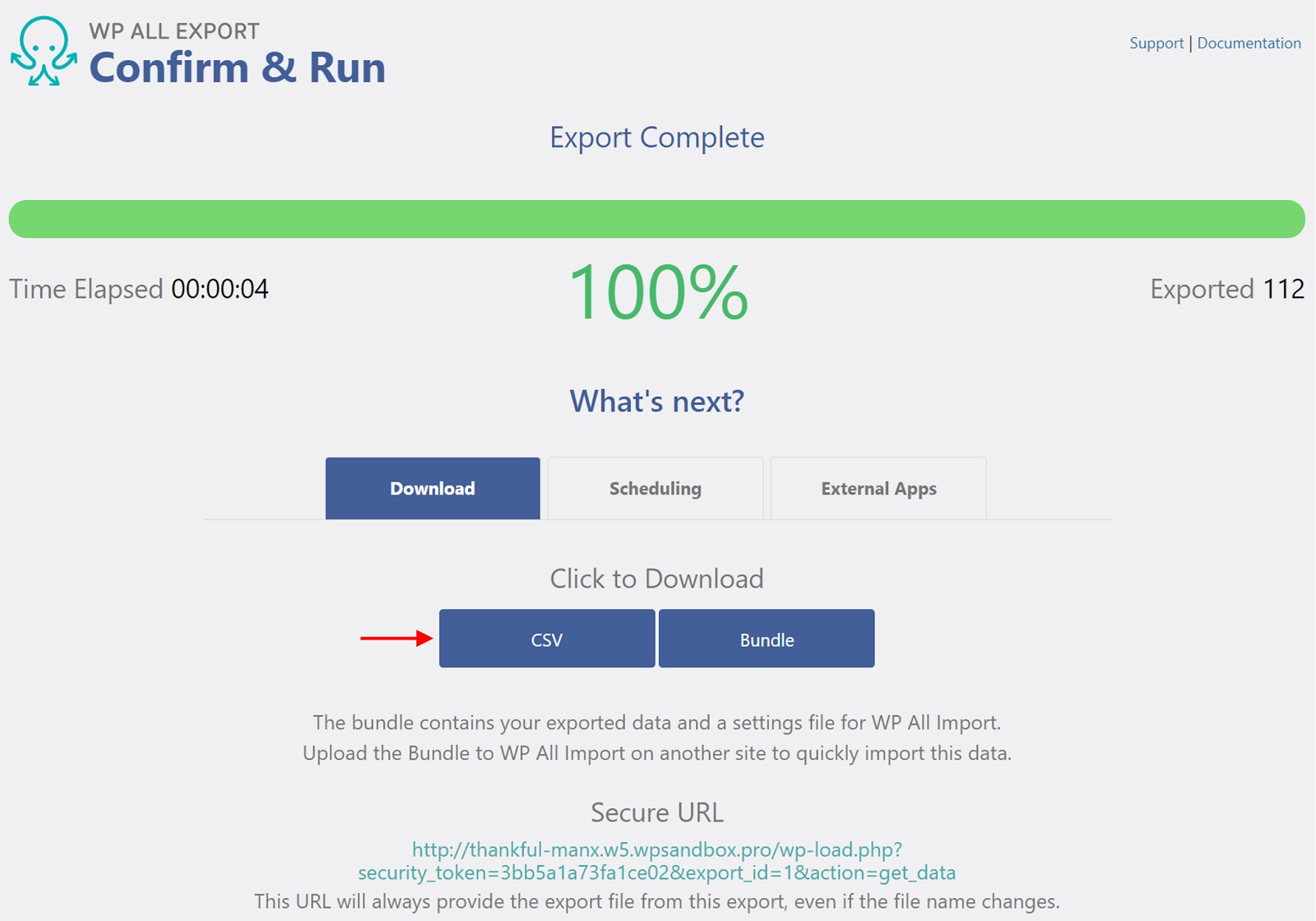 Confirm and Run Screen