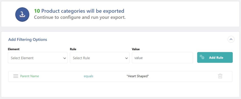 Export Filter Applied