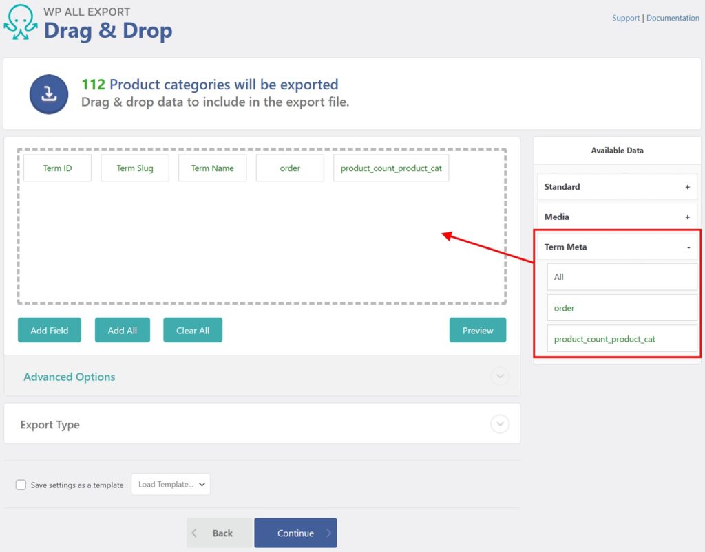 Export WordPress Categories Tags Term Meta
