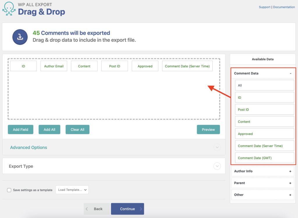 Export WordPress Comments Comment Data