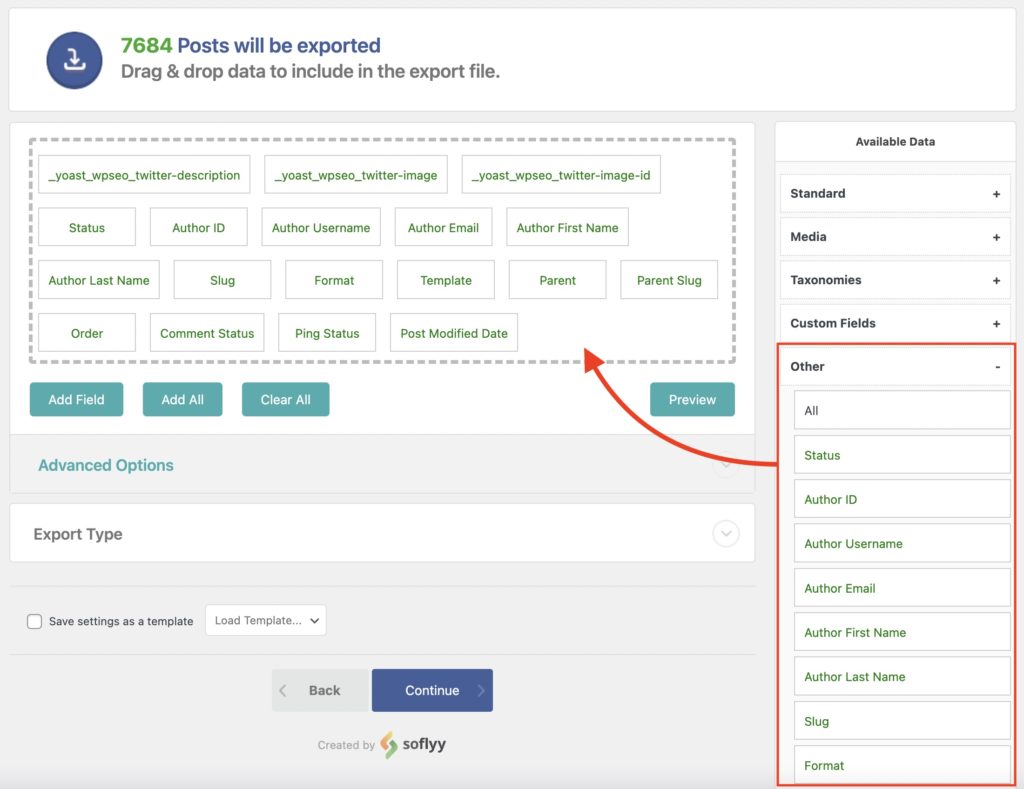 Export WordPress Posts Other Data