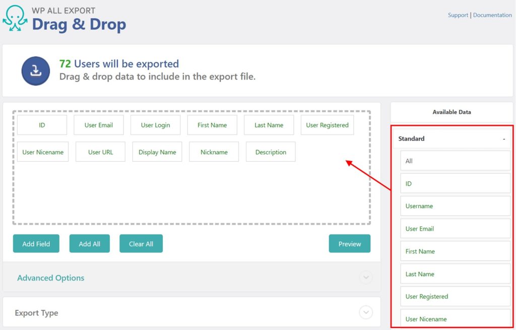 Export WordPress Users Standard Data