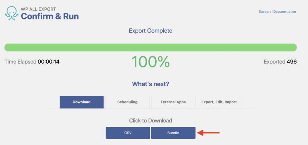 Confirm and Run Export