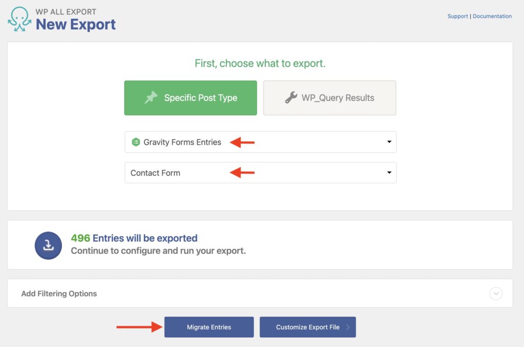 Migrate Gravity Form Entries Create Export Bundle