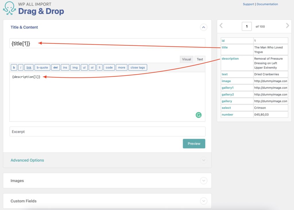Import Advanced Custom Fields Drag and Drop