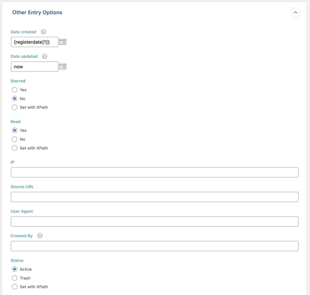 Import Gravity Forms Entries Other Entry Options