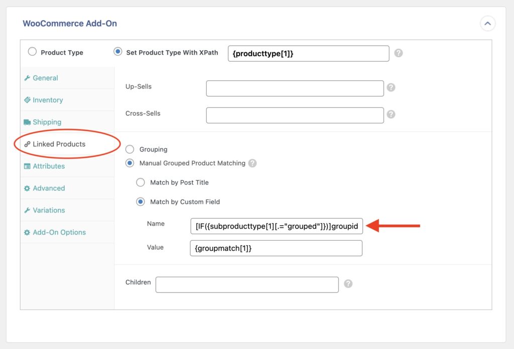 Import Grouped Products Linked Products Tab