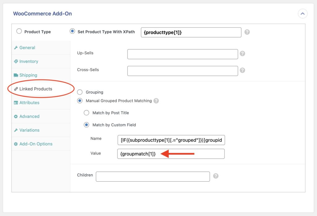 Import Grouped Products Linked Products Tab Group Match