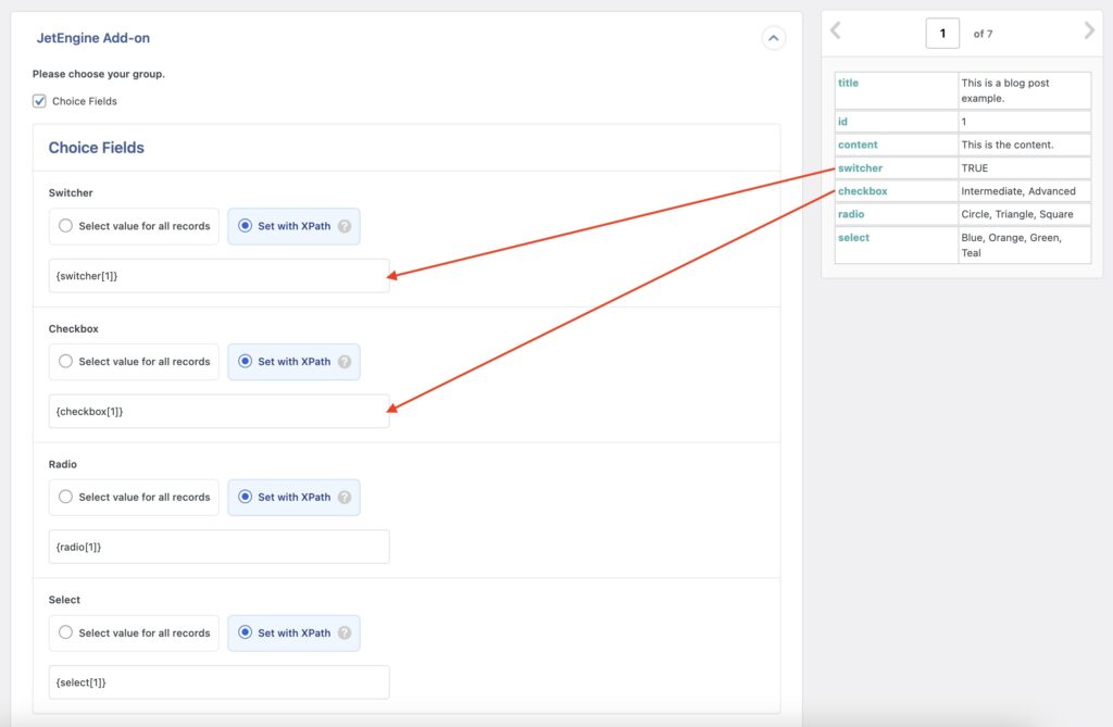 Import JetEngine Choice Fields Example Import File