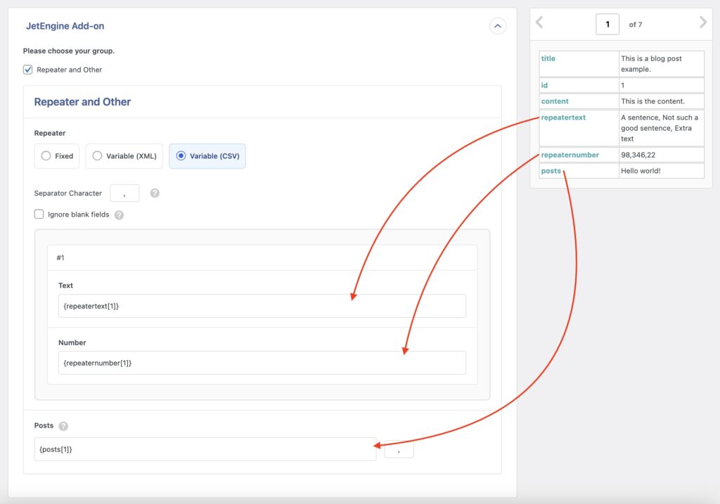 Import JetEngine Repeater Fields Example Import File