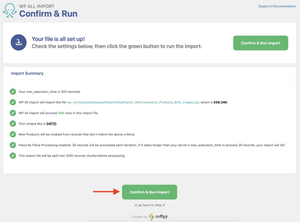 Import Products with Images Confirm and Run