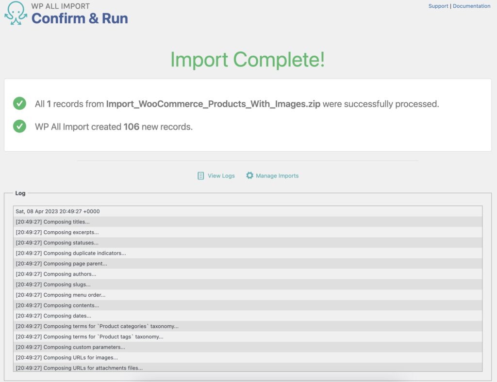 Import Products with Images Import Complete