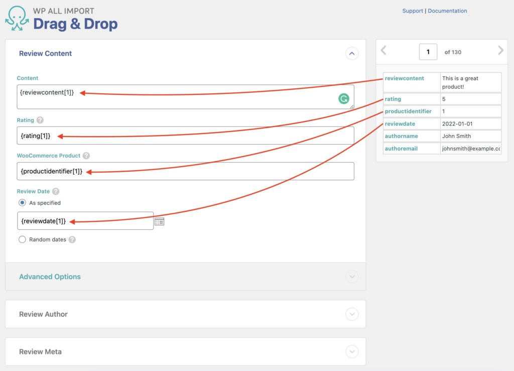Import Reviews to WooCommerce Review Content