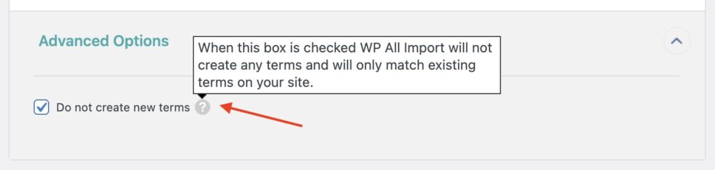 Import Taxonomies Advanced Options Do Not Create New Terms