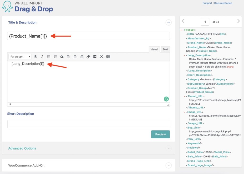 Import Variable Products Drag and Drop