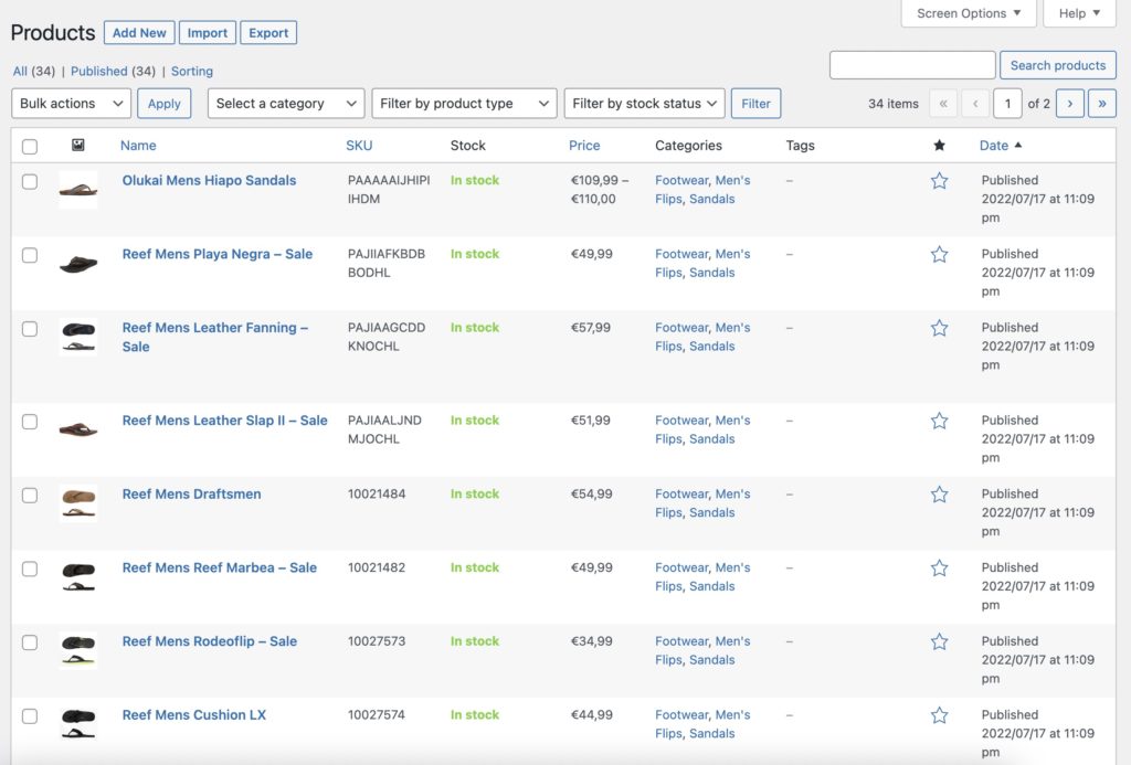 Import Variable Products Review Products