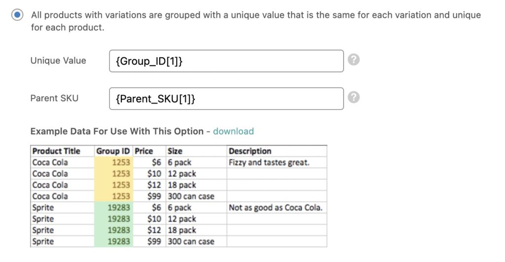 Import Variable Products Variations by Group ID