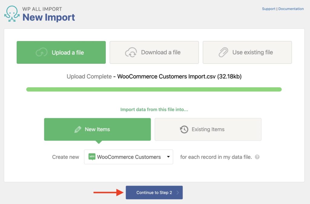 Import WooCommerce Customers Create New Import