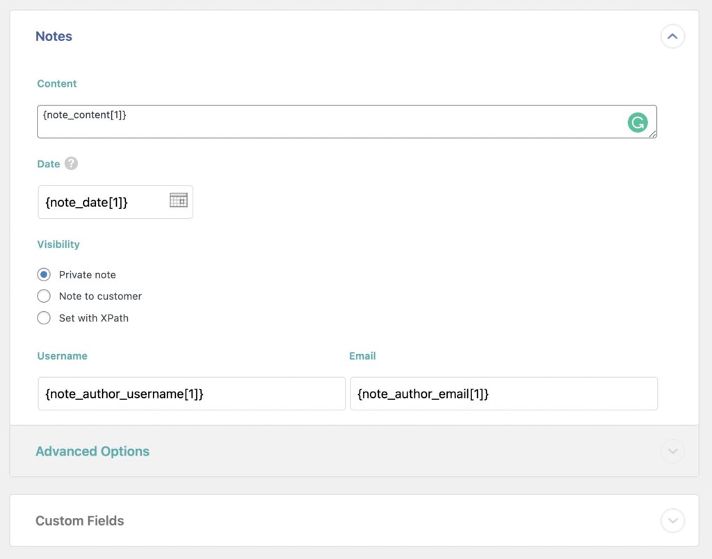 Import WooCommerce Orders Define Notes