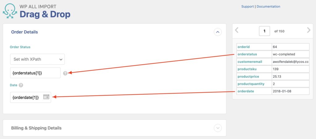Import WooCommerce Orders Define Order Details