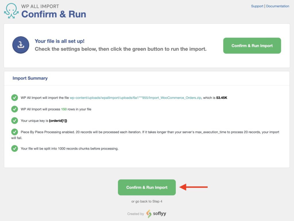 Import WooCommerce Orders Import Summary